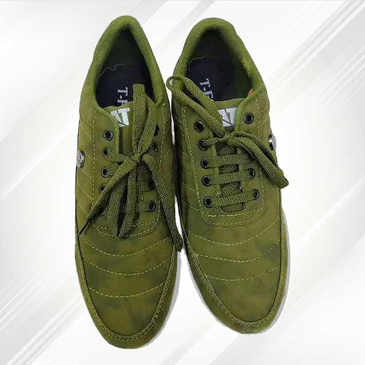 Men's Olive Green Casual Lace-Up Sneakers - Comfortable Everyday Shoes