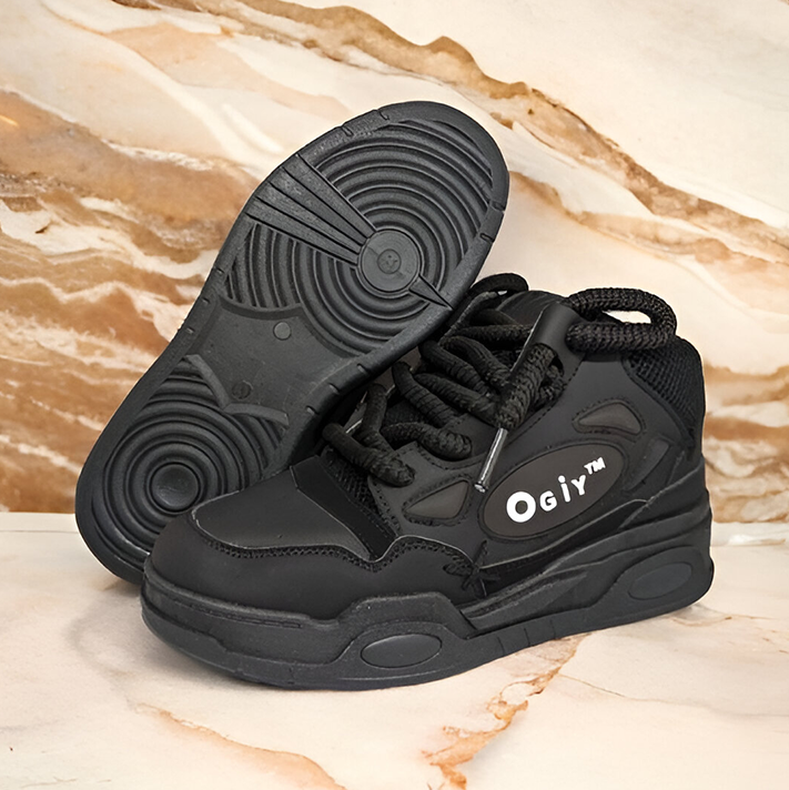 OGIY Retro High Premium Walking Shoes for Men - Black Sneakers for Men and Boys