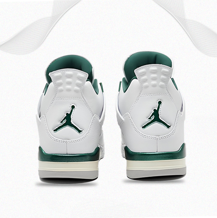 Air Jordan 4 Retro 'Green Pulse' Men's Sneakers - White and Green Athletic Shoes