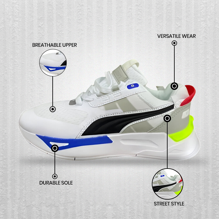 Puma Men's Mirage Sport Tech Sneakers - White Multi-Color Accents - Premium Comfort and Style