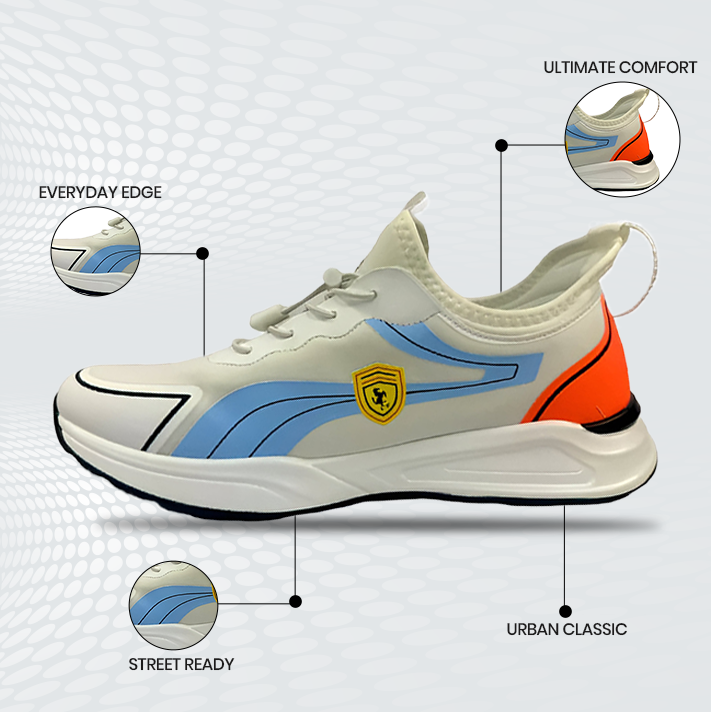 Men's Bolf Sneakers - Off-White Premium Imported Shoes with Logo