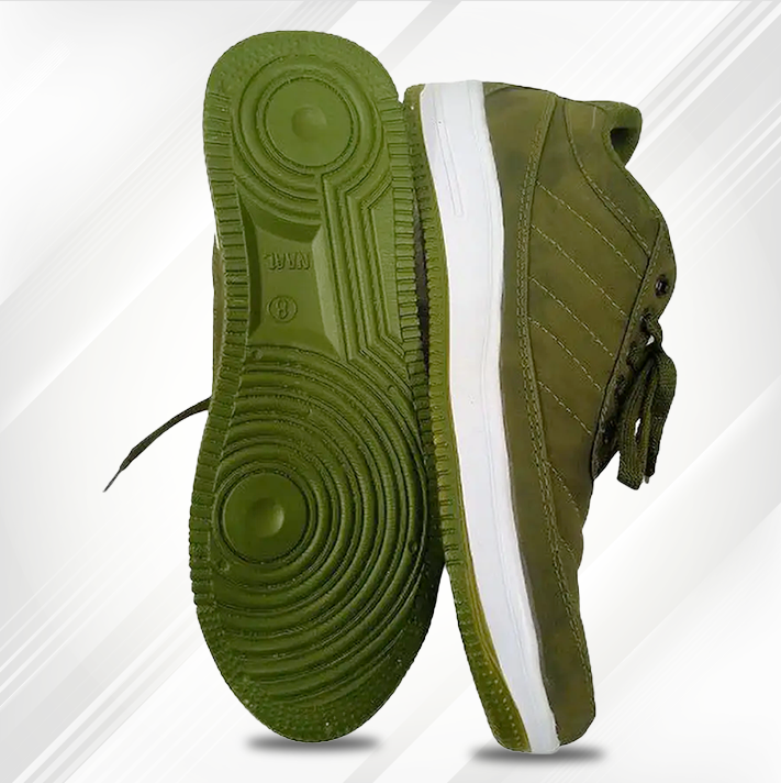 Men's Olive Green Casual Lace-Up Sneakers - Comfortable Everyday Shoes