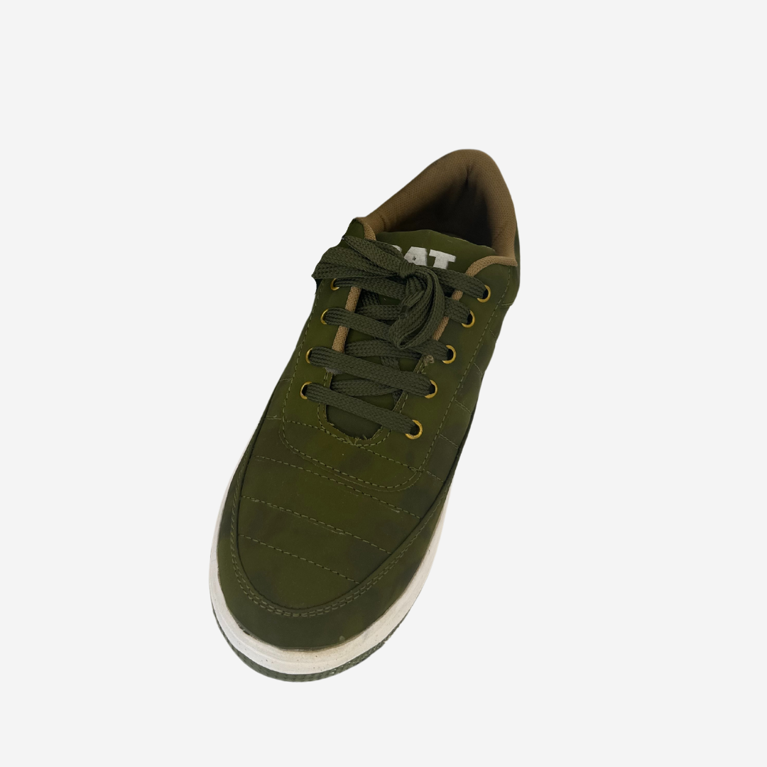 Men's Olive Green Casual Lace-Up Sneakers - Comfortable Everyday Shoes