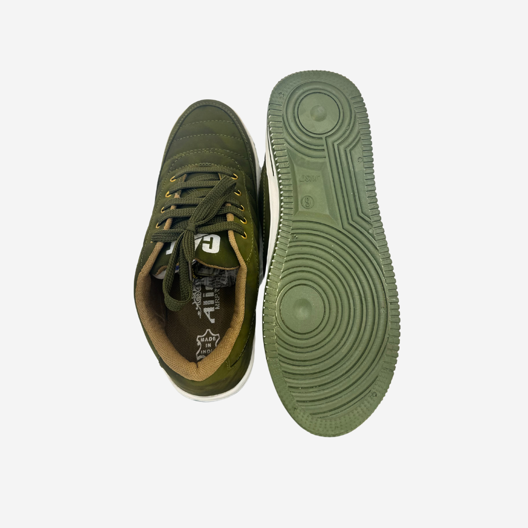 Men's Olive Green Casual Lace-Up Sneakers - Comfortable Everyday Shoes