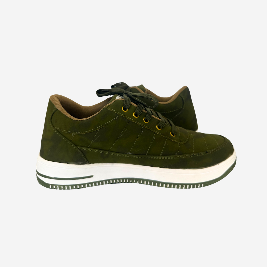 Men's Olive Green Casual Lace-Up Sneakers - Comfortable Everyday Shoes