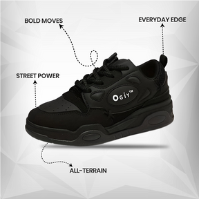 OGIY Retro High Premium Walking Shoes for Men - Black Sneakers for Men and Boys