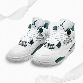 Air Jordan 4 Retro 'Green Pulse' Men's Sneakers - White and Green Athletic Shoes