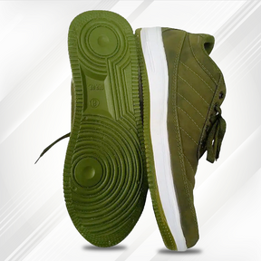 Men's Olive Green Casual Lace-Up Sneakers - Comfortable Everyday Shoes
