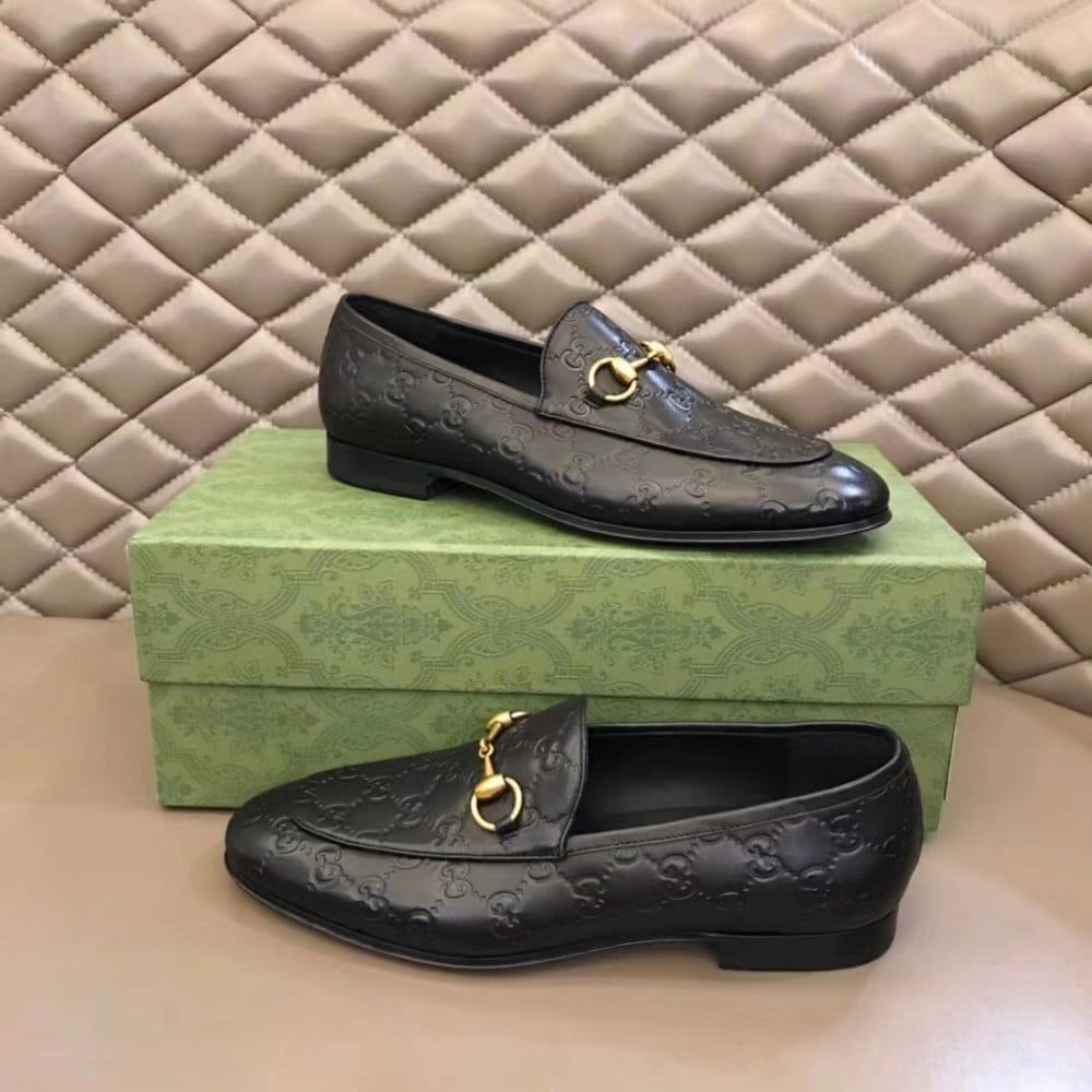 Men's Black Croc Pattern Mules Loafers