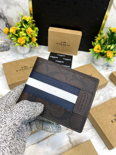 Coach Brown Strip Premium Wallet