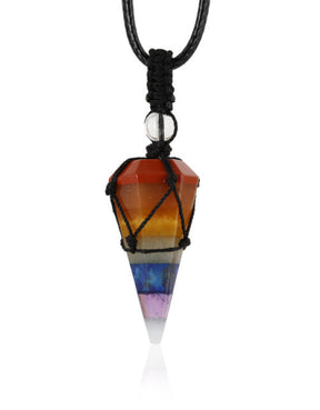 Amethyst Pendulum Pendant Macrame Wrapped Necklace