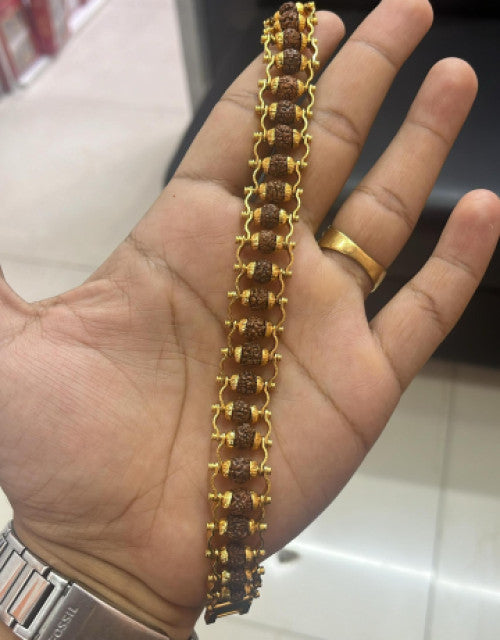 Gold Plated Premium Rudraksha Chain Bracelet