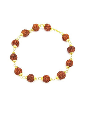 Golden cap Original & Stylish 5 Mukhi 5 Face Rudraksha bracelet for Men and Women