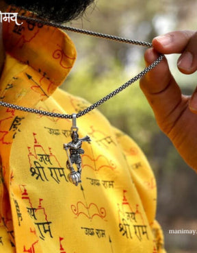 Hanuman Ji with Gada Silver Pendant Chain