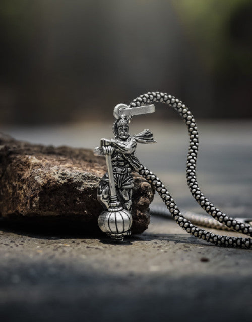 |Men's Silver Chain with Hanuman Pendant