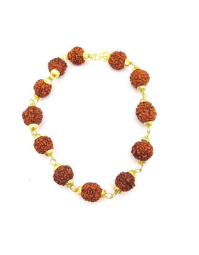 Original 5 Mukhi 5 Face Golden Cap Rudraksha Bracelet for Men and Women (Pack of 1)