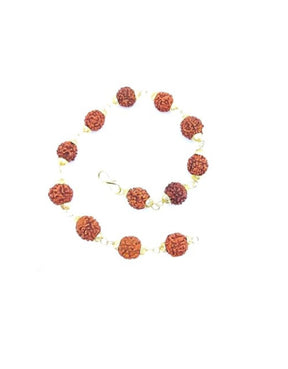 Original 5 Mukhi 5 Face Golden Cap Rudraksha Bracelet for Men and Women (Pack of 1)