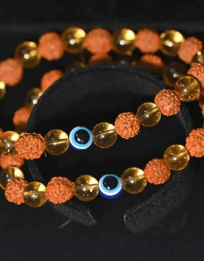 Rudraksha Citrine Crystal Bracelet (Pack of 2)