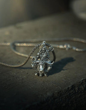 Shivji with Nandi Silver Pendant Chain